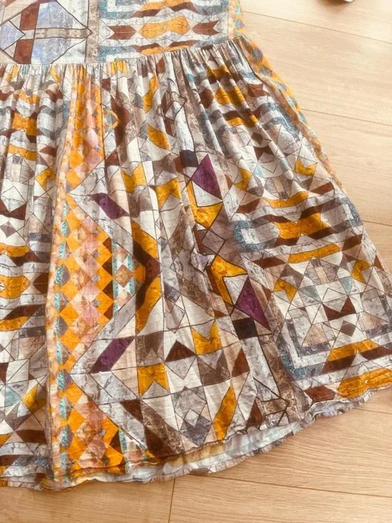 Anthropologie size medium Flounces Abstract Long Sleeve  Dress in Multicolor - Picture 5 of 14